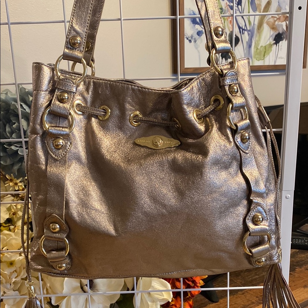Elliot Lucca metallic leather shoulder bag
